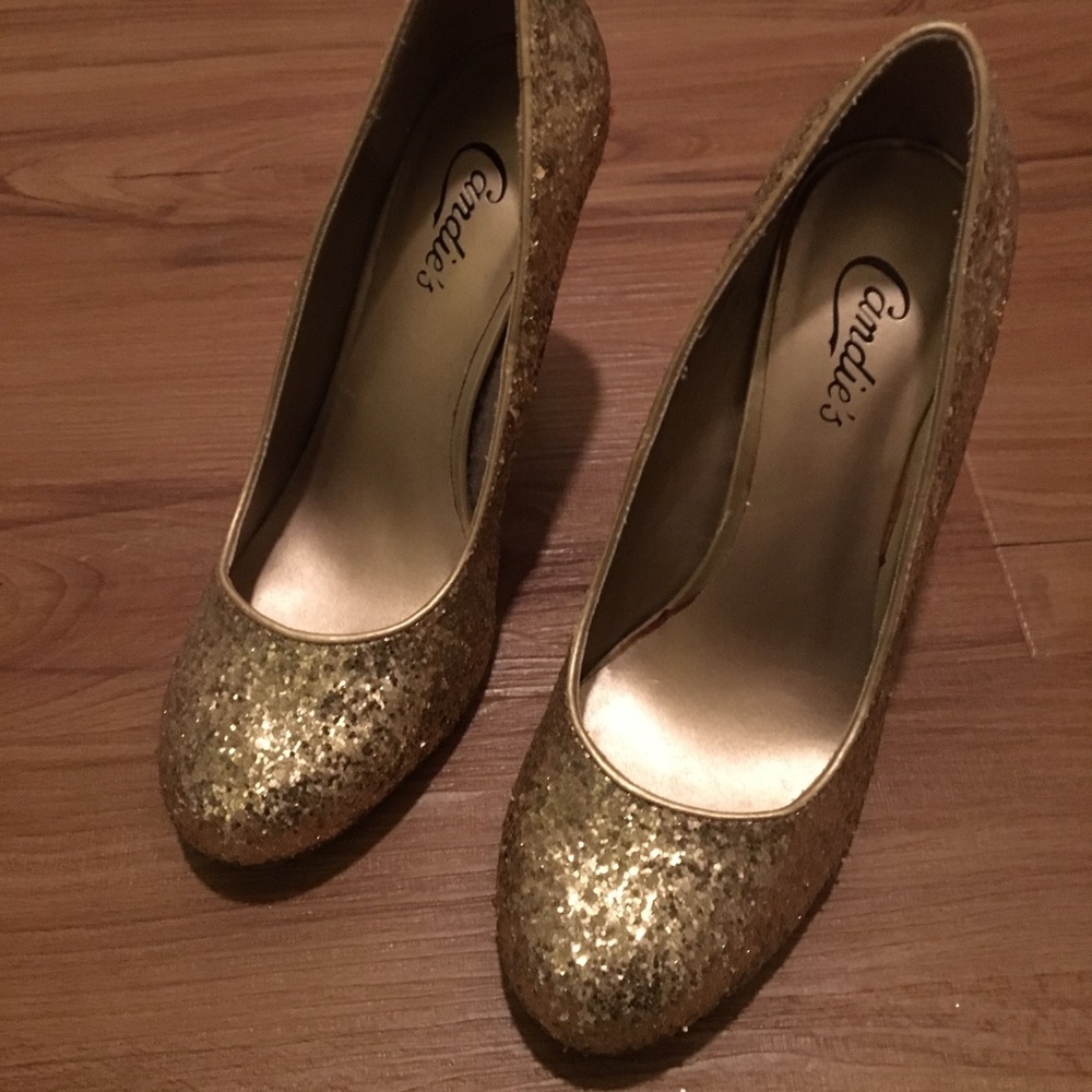 Gold Glitter Heels